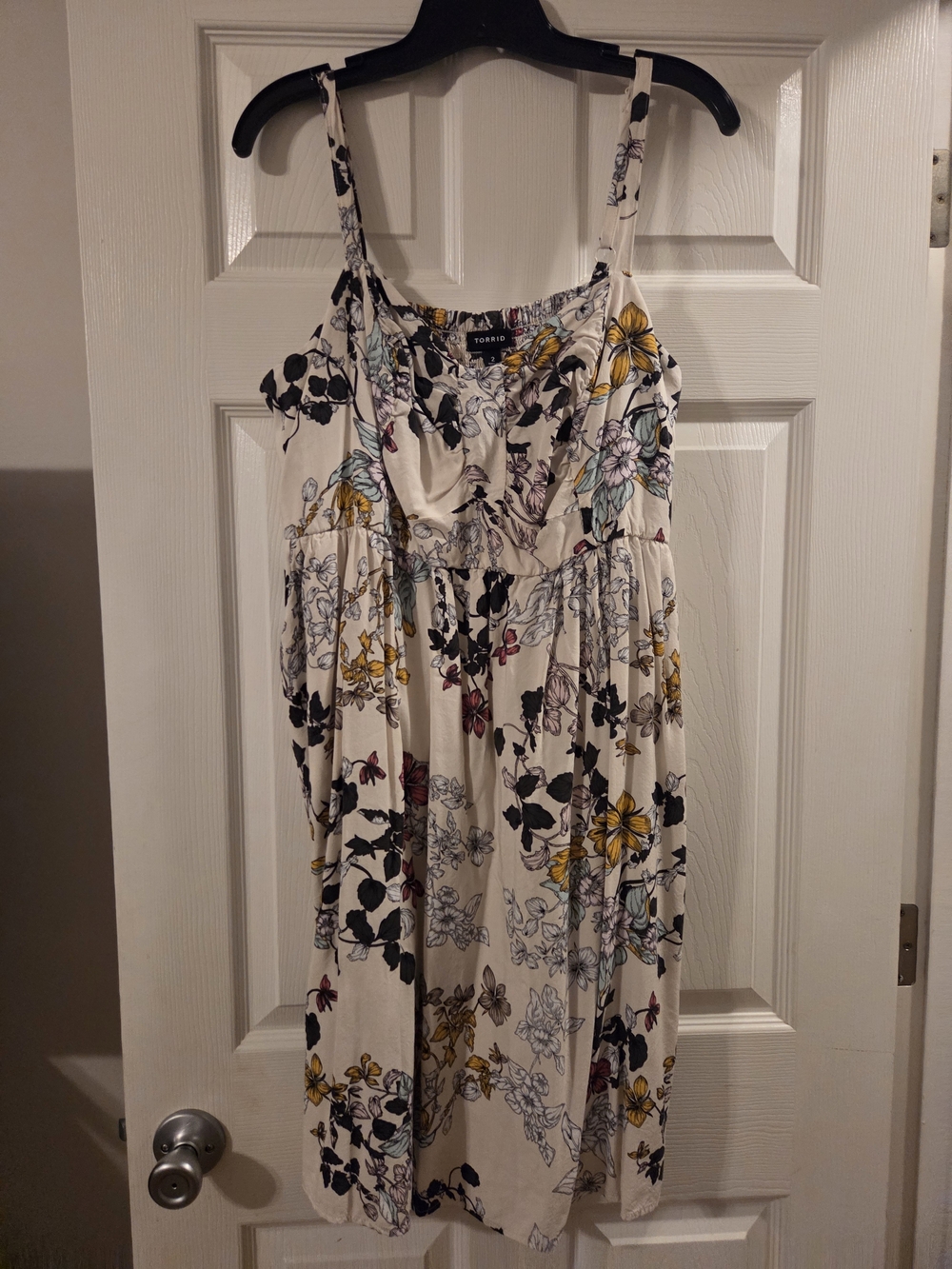 Torrid Cream Floral Midi Dress with Yellow & Black Accents